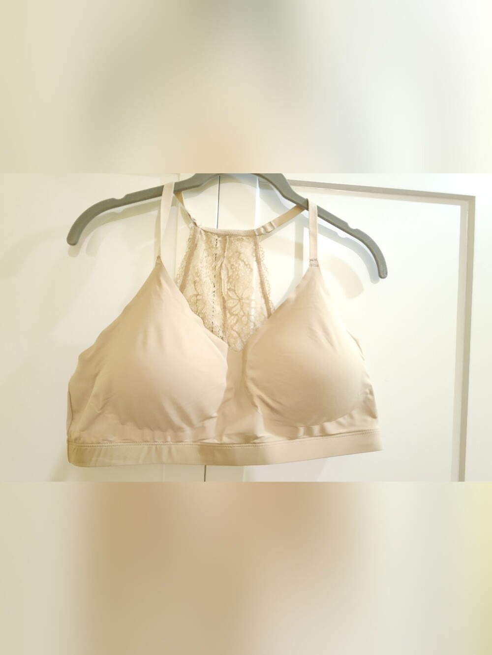 Maurices Lace-Back Wireless Bralette in Nude Beige